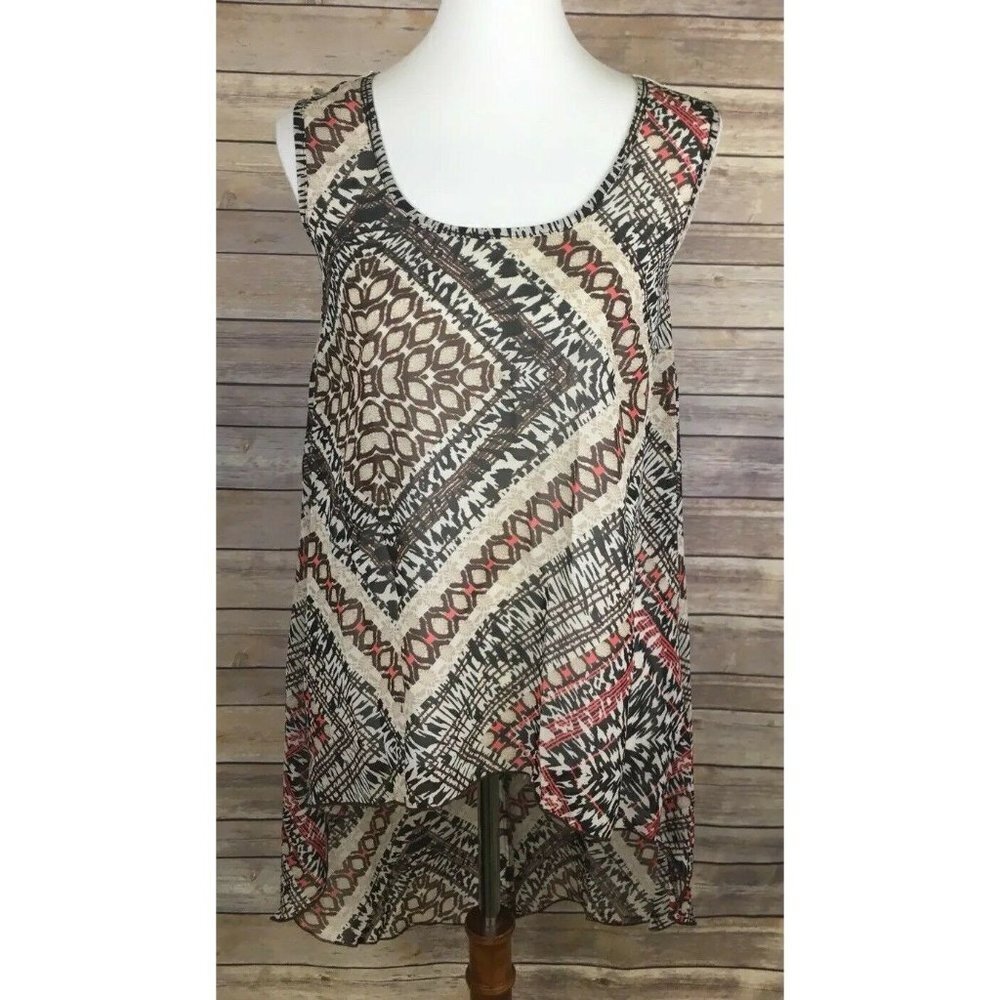 Studio Y Medium Hi Lo Tank Lace Crocheted Back Top
